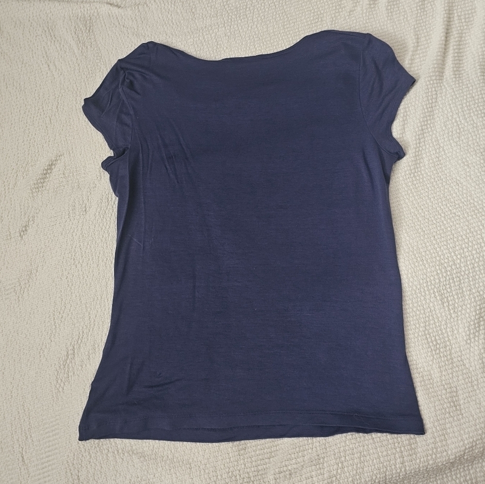 Worthington Purple Stretch Cowl Neck Cap Sleeve Blouse Size petite medium - Picture 8 of 10